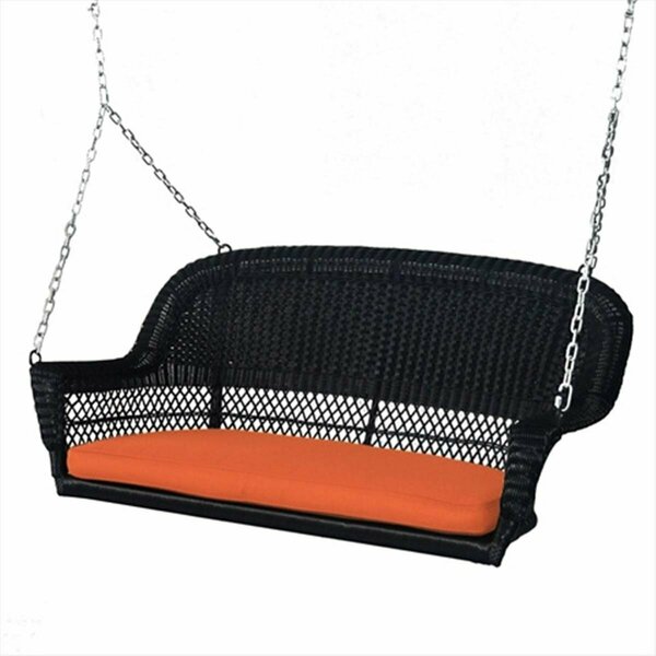 Propation Black Wicker Porch Swing With Orange Cushion PR2593360